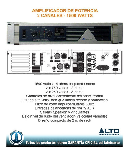 Alto Dpa 1500 Amplificador Potencia Digital 2 X 540w 4 Ohms