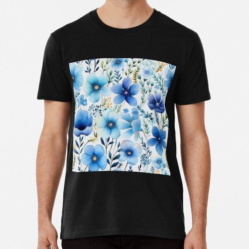 Remera Patrones Flores Azules Patrones Sin Costura Algodon P