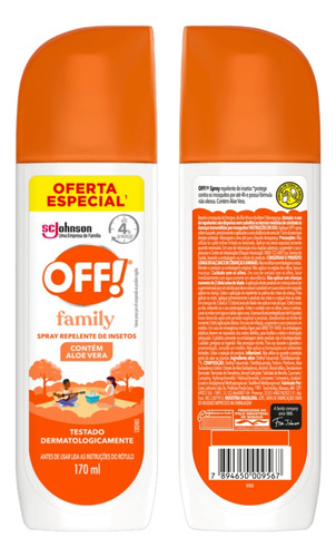 Repelente De Insetos Off Family Spray Proteção 4 Horas 170ml