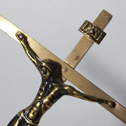 Imagen 8 de 8 de Antiguo Crucifijo De Bronce Y Alpaca Mag 59433