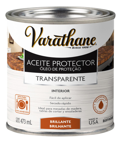 Aceite Protector Para Madera Apto Alimentos Varathane 473ml