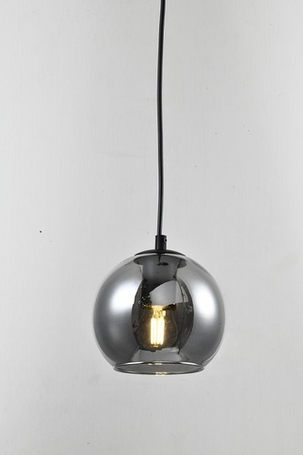 Lampara Colgante Globo Ingrid Vidrio Humo Transp E27 Led