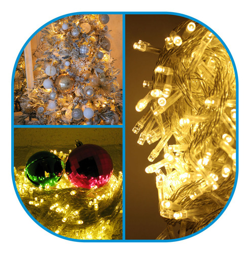 Serie Navidad 500 Luces Led 25 Mts Blanca Calida 8 Tiempos