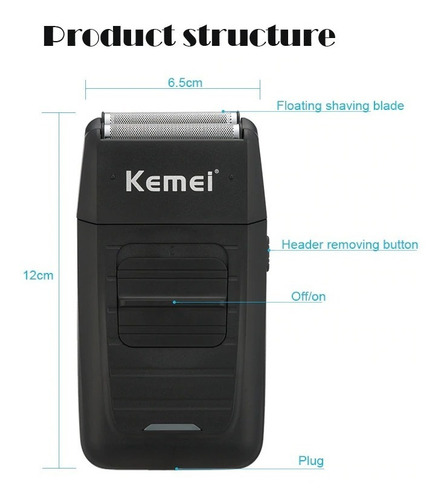 Maquina De Barbear Kemei 1102 Barbeador Shaver Bivolt S/ Fio
