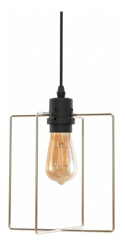 Pendente Aramado Quadrado Square Dourado Taschibra Cor Cobre 127/220V