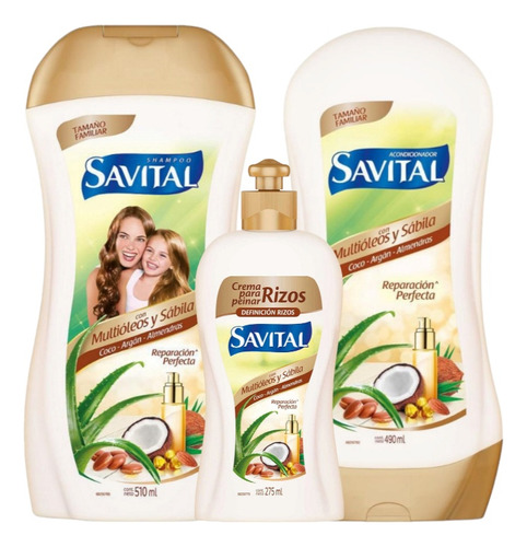 Shampoo+acondicionador+crema Para Peinar Savital Multióleos