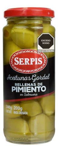 Aceitunas Gordal Serpis Rellenas De Pimiento En Salmuera 340
