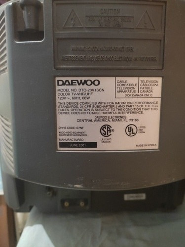 Imagen 7 de 9 de Televisor Daewoo De 20 Pulgadas Con Base De Pared