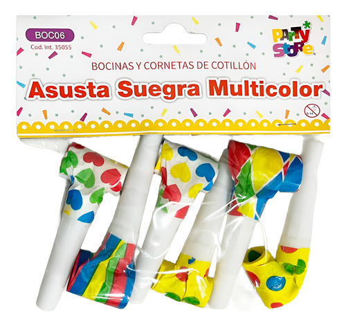 Asusta Suegra Bocina De Papel Bolsa X6 Unidades Cotillon