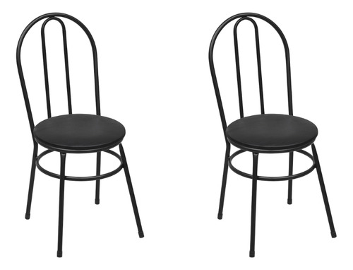 Frahome Kit 2 Cadeiras Jantar Cozinha Milla Estofada Em Aço Anti-ferrugem Reforçada Cor Preto