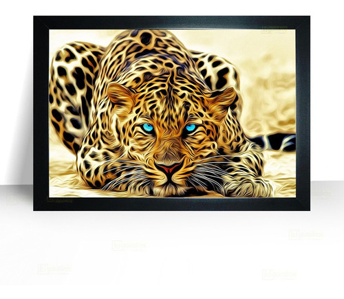 Quadro Leopardo Onça Pintada Decorativo De Sala Moldura A3