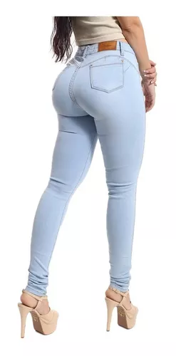 Calça Jeans Feminina Cintura Alta Cós Alto Levanta Bumbum