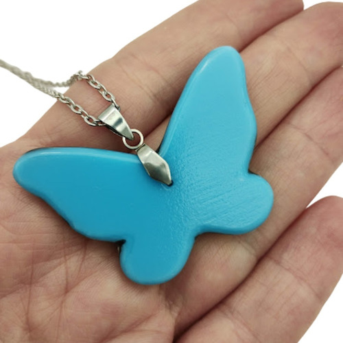 Imagen 3 de 6 de Collar De Mariposa Bengala Pintada A Mano