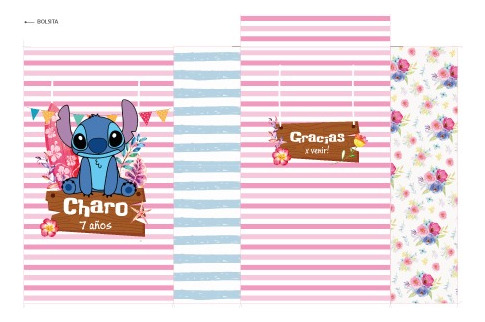 Kit Imprimible Invitación Digital Y Bolsita Lilo Y Stitch 1