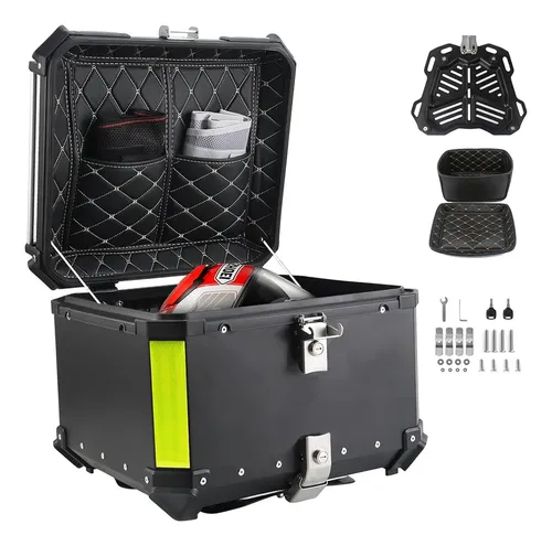 Top Case Moto 100L Universel - Coffre Arrière étanche - Range Casque & équipement - Aluminium Résistant