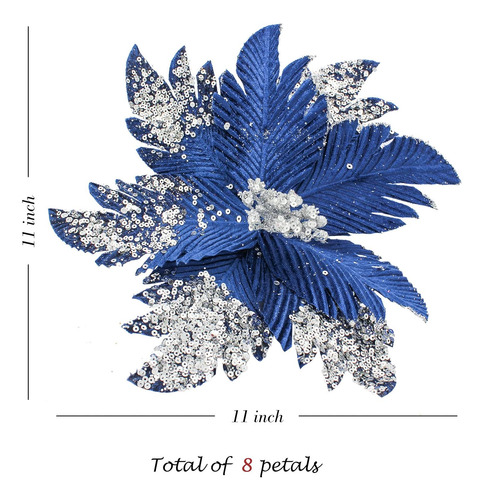 Flores De Pascua Artificiales Grandes Con Purpurina De 11 Pu