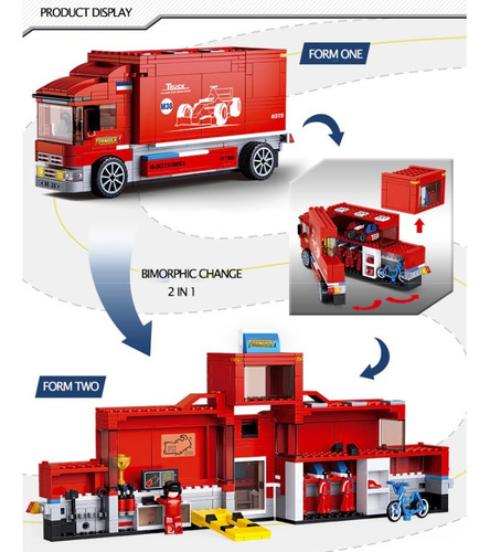Camion Taller Con Auto Formula 1, Compatible Lego Blockwar