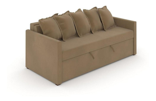 Imagem 2 de 6 de Sofa-cama De 2 Lugares Emily De Suede Taupe 200cm