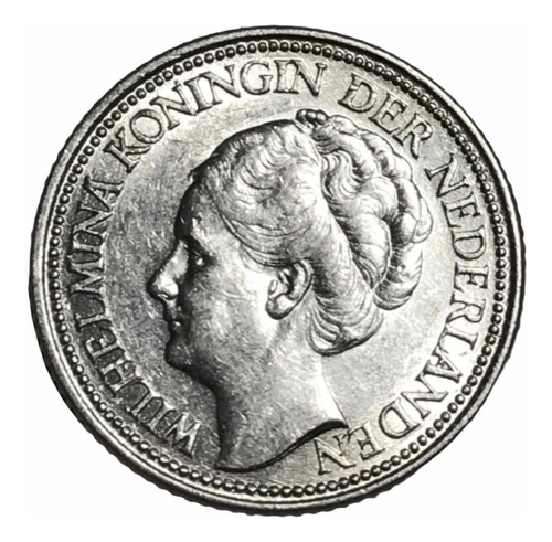 Importante Moneda Plata Holanda Sin Circular 25 Cen Año 1940