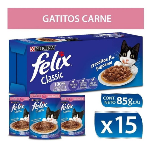 Snack Felix Gatitos Con Carne 15 Unidades