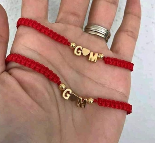 Pulseras Para Parejas Con  2 Iniciales De Chapa De Oro