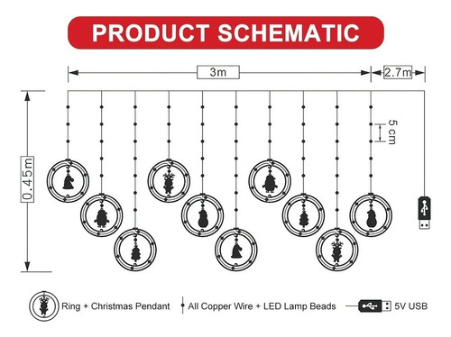 1 Lámpara De Decoración Navideña Led Luz Navideña Usbduy56