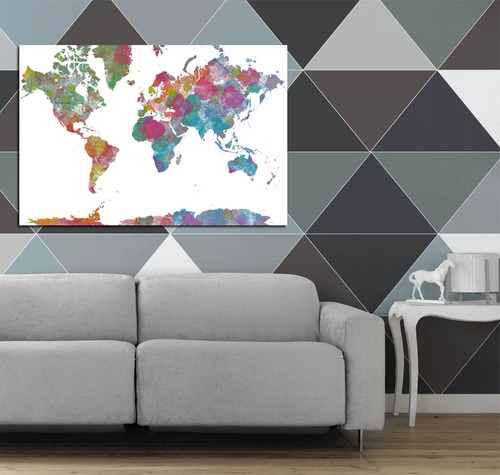 Vinilo Decorativo 50x75cm Mapa Mundo Planisferio Plano M5