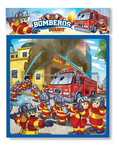 Puzzle Bomberos Duravit 25 Piezas 32x32 Cm Carton En Blister