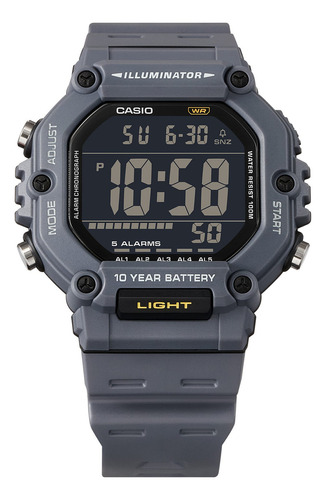 Reloj Casio Ae-1600h Bateria 10 Años 5 Alarmas Sumergible Malla Gris