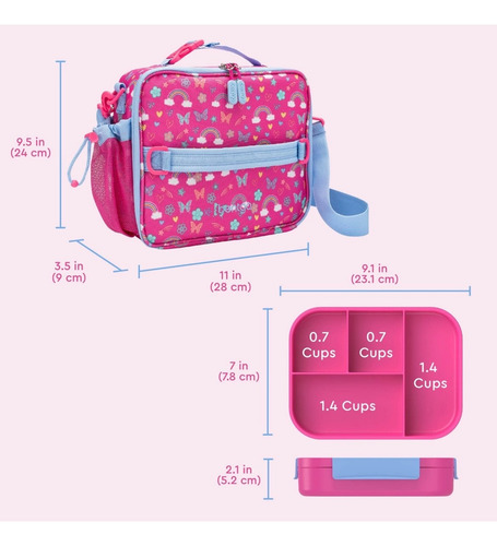 Bentgo Set Lonchera Y Bolsa De Almuerzo Insulada Rosa Mariposas