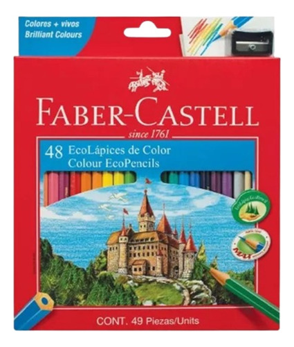 Lapices De Color Faber Castell Ecolapiz X48 Largos