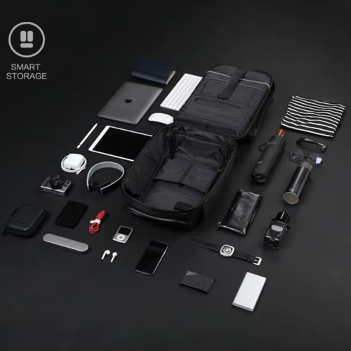 Mochila Multifuncional Notebook 15,6 Carregamento Solar Externo com Usb Material Impermeavel Cor Preto Kingsons Ks9386w