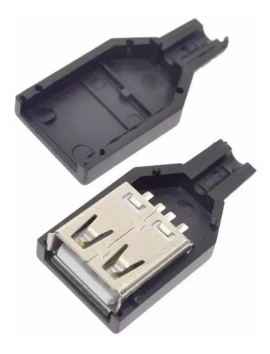 Conjunto Ficha Conector Usb Hembra Tipo A Para Soldar + Tapa