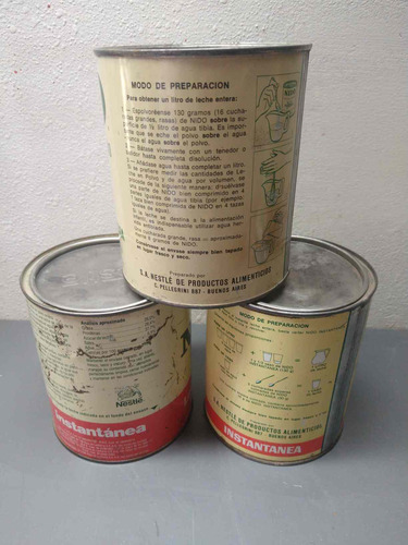 Lote Antiguas Latas Vacías De Leche Nido Año 1973 (Usado)