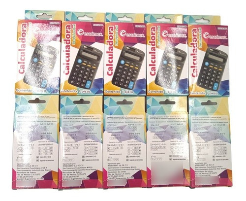 Calculadora Básica Escolar Escrimex 8 Dig. Solar (10 Piezas) Color Negro