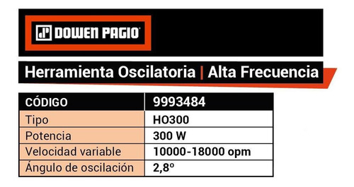Herramienta Oscilatoria 300 W 220v Dowen Pagio 9993484 Color Naranja Frecuencia 50Hz
