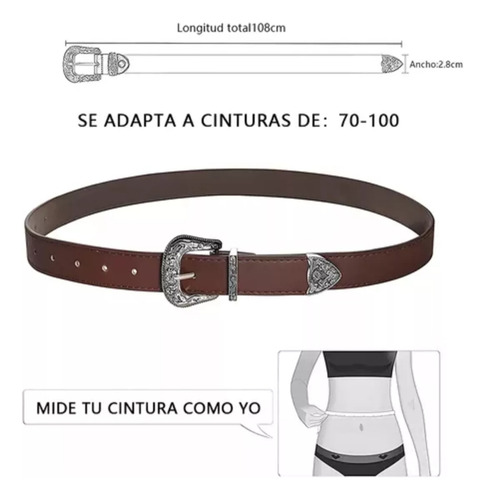 Cortes 3 Pzs Cinturón Vaquero Mujer Vintage, Cinto De Cuero Para Dama, Diseño Retro Con Grabado, Ancho Y Ajustable, Ideal Para Jeans, Moda Casual, Estilo Occidental, Accesorio Elegante Y Versátil