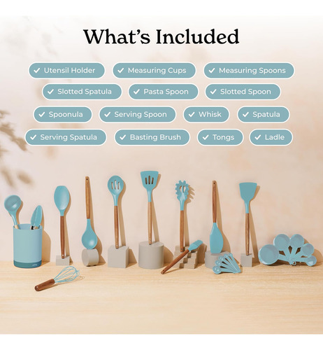 Juego De Utensilios De Cocina De Silicona Con Soporte