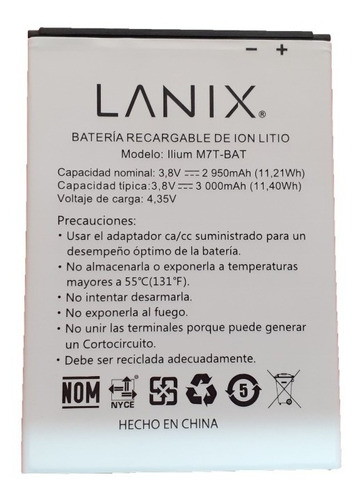 Batería Lanix Para Ilium M7t 100% Original Garantia