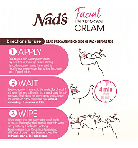 Nad's Crema Depiladora Facial 8g Tipo De Piel Sensible