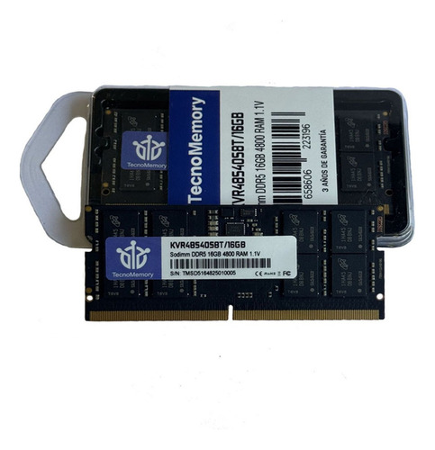 Memoria Ram Tecnomemory Sodimm Ddr5 16gb 4800mhz Kvr48s40s8t
