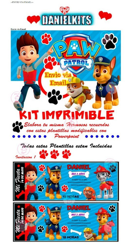 Kit Imprimible Paw Patrol Pandilla De Cachorros Fiestas