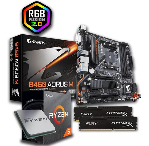 Kit Amd Ryzen 5 3600 + B450 Aorus M+ 2x8gb Ddr4 2666