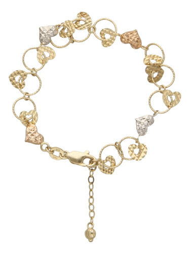 Pulsera De 14k Oro Tres Colores, 4.8 Gramos