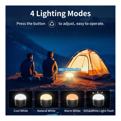 Linterna De Campamento Led Recargable 1000lm, Luz De Carpa 3