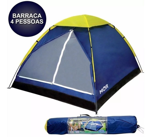 Kit 1 Barraca Iglu 4 Pessoa + 1 Colchão De Casal Inflavel