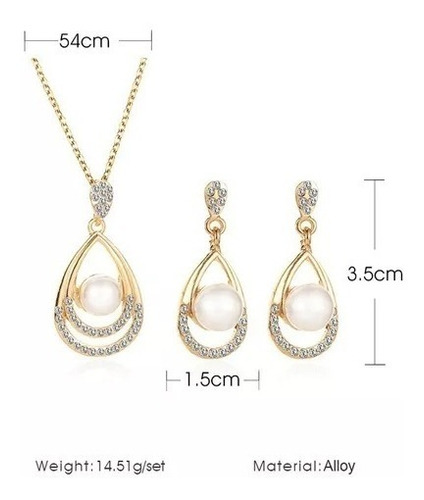 Joyería Accesorios De Mujer Collar Y Aretes Moon De Perlas