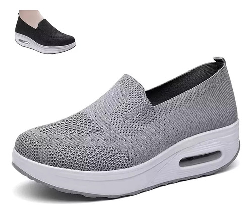 Zapatillas De Malla Con Plataforma Elástica, Zapatos Ortopéd