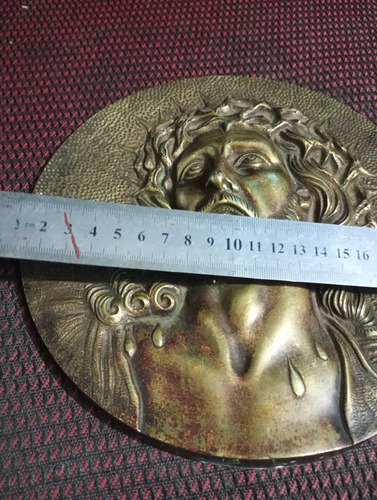 Cristo Bronce Pesado Diámetro 22 Cm Antiguo (Usado)