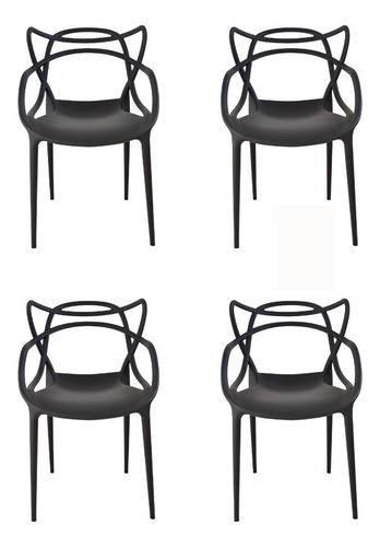 4 Cadeiras Allegra Preto Área Gourmet Lazer Jardim Cozinha